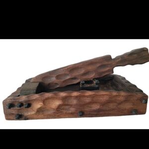 Vintage Aliso Wood Spain Wooden Nutcracker Rustic Tabletop Nut Cracker